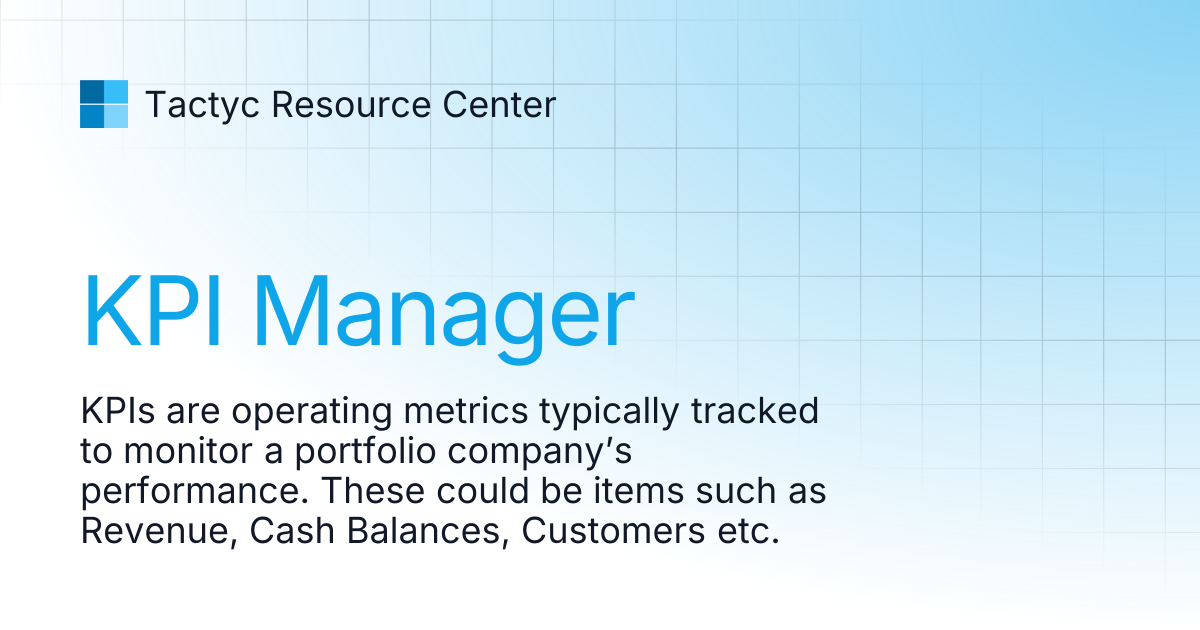 KPI Manager | Tactyc Resource Center