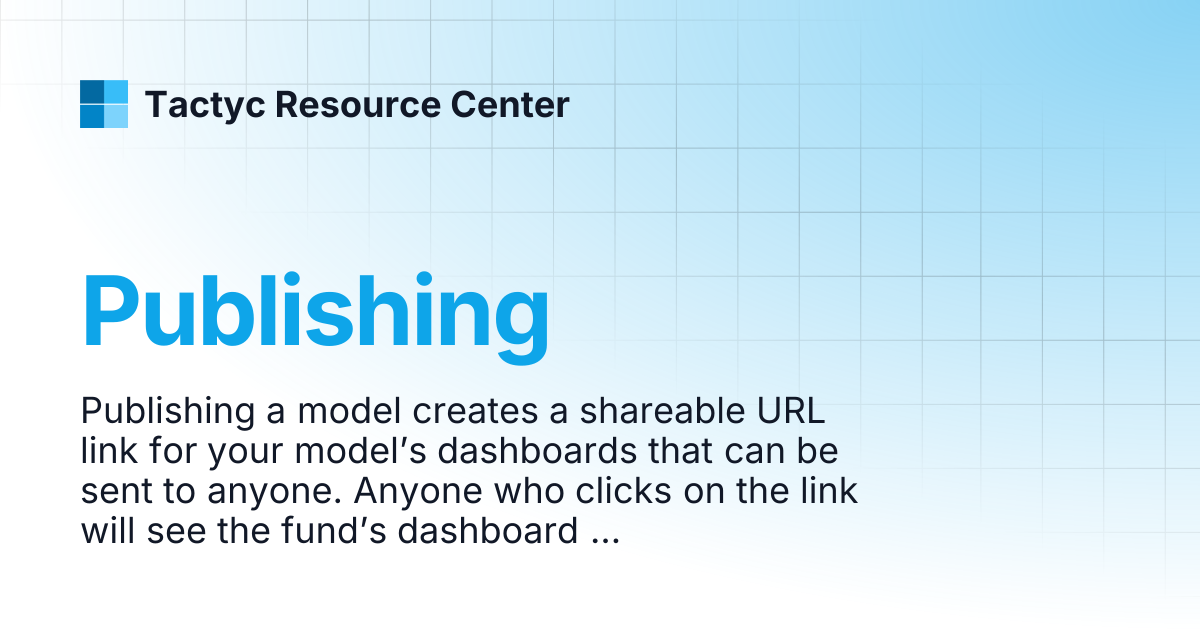 Publishing | Tactyc Resource Center